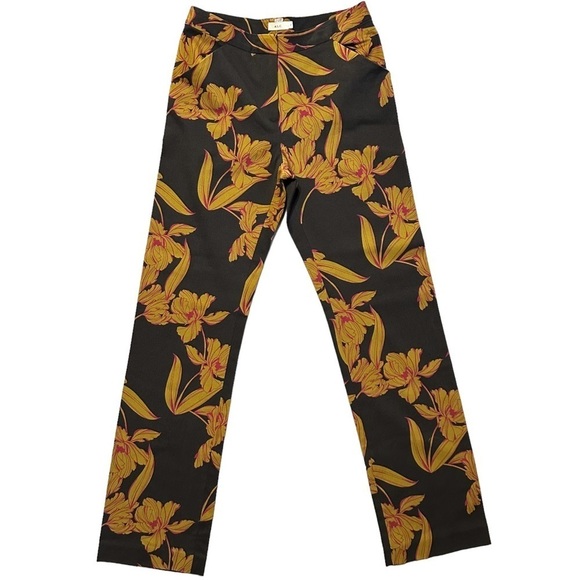 ALC Wool Cotton Dark Gray Floral Pants Womens Size 2 - Picture 1 of 7